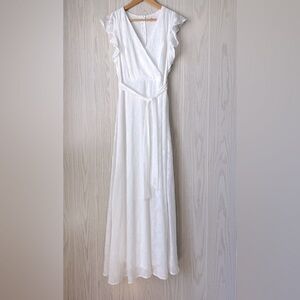 Altar’D State White Ruffle Sleeve Maxi Dress Size Small LNC